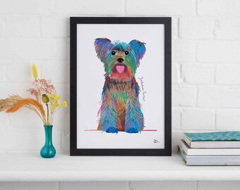 Yorkshire Terrier Framed Print, Dog illustration, Dog Gift