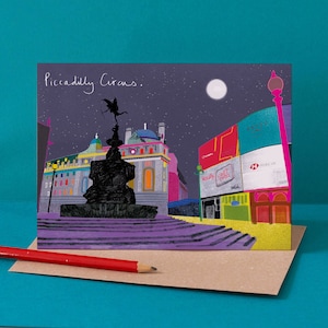 Tarjeta Piccadilly Circus London, vista panorámica de la ciudad, LM154