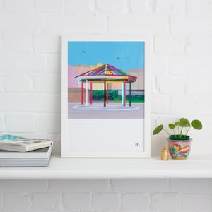 Broadstairs Bandstand Print, British Seaside, Kent Art