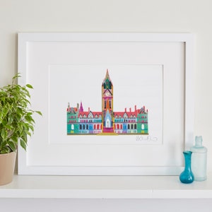 Manchester Town Hall Print, Northern Landmark Art