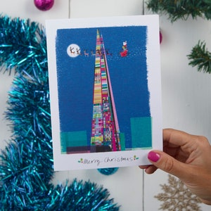 Tarjeta navideña de London Shard con horizonte de ciudad moderna, LM083