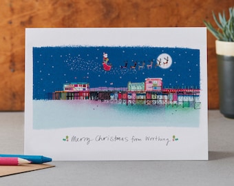 Worthing Pier Christmas Card, Sussex Seaside, LM110