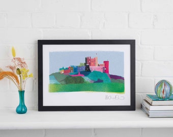 Bamburgh Castle wydruk w ramie, Northumberland Art