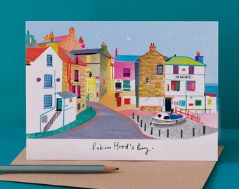 Robin Hoods Bay Card, Yorkshire Town, LM179