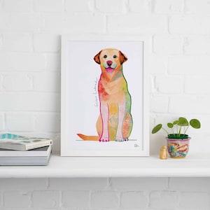 Impresión sin marco de Labrador dorado, ilustración de perro, regalo de perro