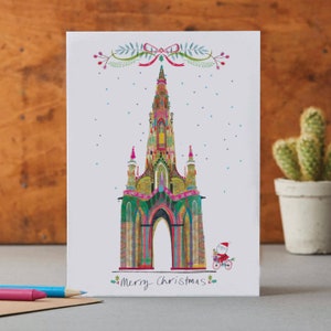 Biglietto di Natale Scott Monument, Arte di Edimburgo, Architettura scozzese, LM109