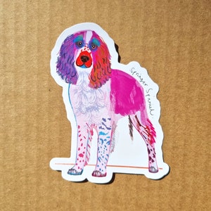 Springer Spaniel Dog Sticker, I DREW DOGS, Dog Sticker, Dog Gift, Laptop Sticker,  WFSTKR024