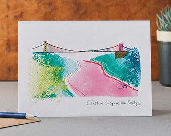 Clifton Suspension Bridge Card, Bristol Architecture, Bridge Art, LM019