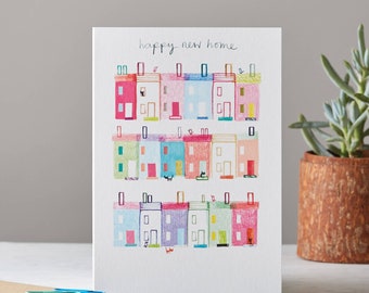 Happy New Home Card, Colourful Houses, Moving Card, LT041