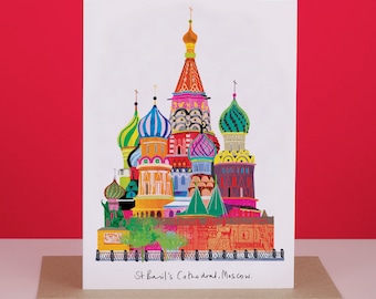 St Basils Cathedral Card, Moscow Russian Landmark, LM209