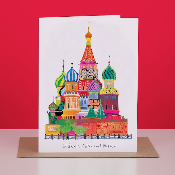 St Basils Cathedral Card, Moscow Russian Landmark, LM209
