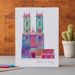 Carte de l'abbaye de Westminster, illustration de Londres, mariage royal, LM062