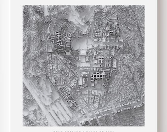 UCLA Campus Map Print | Custom UCLA LiDAR Shaded Relief Art (Graduation Gift)
