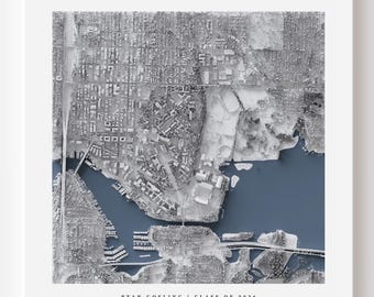 University of Washington Campus Map Print | Custom UW LiDAR Shaded Relief Art (Graduation Gift)