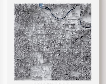 University of Michigan Campus Map Print | LiDAR Shaded Relief Art, Graduation Gift