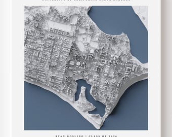 UC Santa Barbara Campus Map Print | Custom UCSB LiDAR Shaded Relief Art (Graduation Gift)