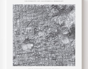 UC Berkeley Campus Map Print | Custom UCB LiDAR Shaded Relief Art (Graduation Gift)