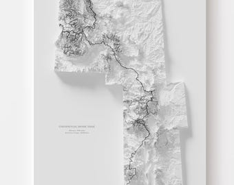 Continental Divide Trail Map Art | HD Topo Print | Minimalist Black and White