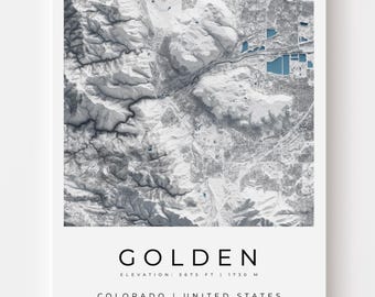 Golden Colorado Topography Map Art | LiDAR Shaded Relief