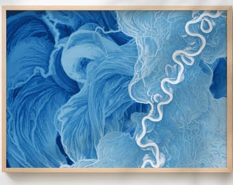 Neches River Texas Meander Map Print Gift for Environmental Water Resources Civil Engineers | Blue