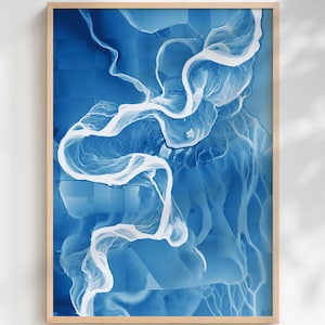 Sacramento River Meander Map Art Gift for Environmental Water Resources Civil Engineers | Blue