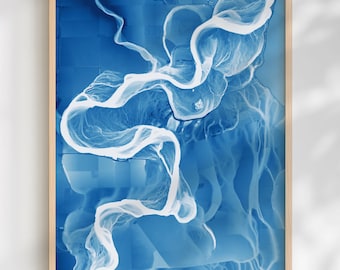 Sacramento River Meander Map Art Gift for Environmental Water Resources Civil Engineers | Blue