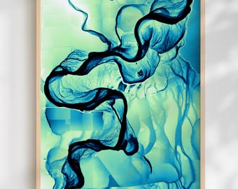 Sacramento River Meander Map Art Gift for Environmental Water Resources Civil Engineers | Ocean Green