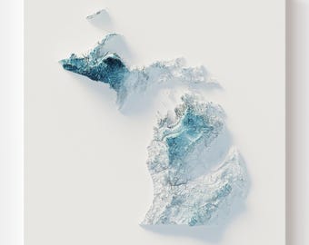 Michigan Topographic Map Print | Great Lakes Shaded Relief Wall Art
