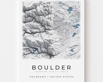 Boulder Colorado Map Print | Flatirons Topographic Wall Art
