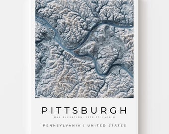 Pittsburgh Map Print | Three Rivers Topographic Wall Art
