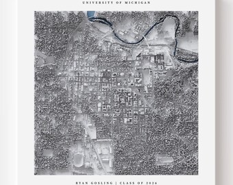 University of Michigan Campus Map Print | Personalized UMich Graduation Gift