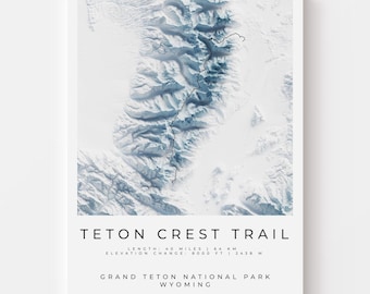 Teton Crest Trail Map Print | Grand Teton National Park Topographic Wall Art