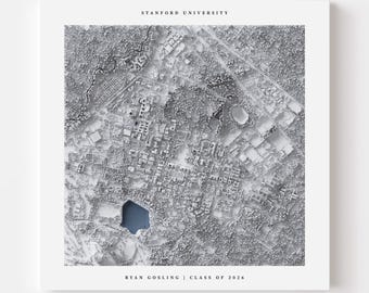 Stanford Campus Map Print | Custom Stanford University LiDAR Shaded Relief Art (Graduation Gift)