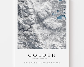 Golden Colorado Map Print | Table Mountain Topographic Wall Art