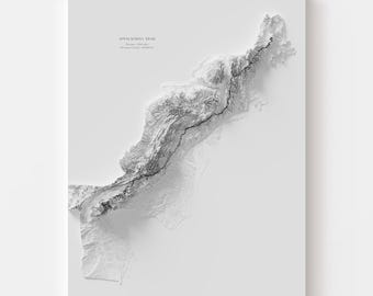 Appalachian Trail Map Print | Black and White Topographic Wall Art