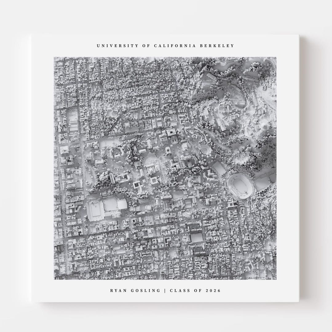 UC Berkeley Campus Map Print | Custom UCB Lidar Shaded Relief Art ...