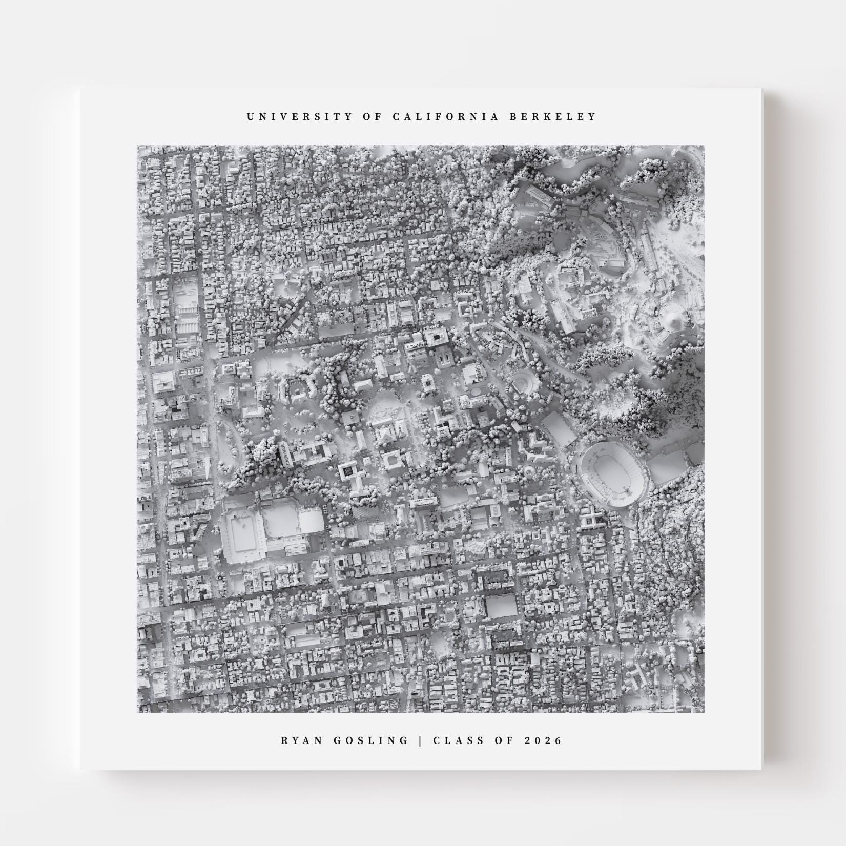 UC Berkeley Campus Map Print | Custom UCB Lidar Shaded Relief Art