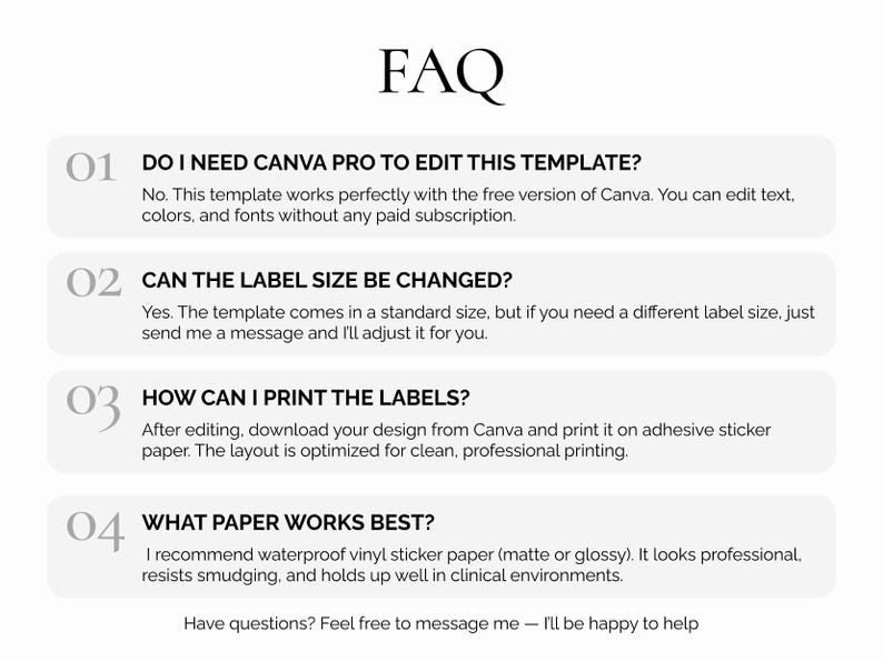 Editable Peptide Vial Labels Clinical Canva Template Printable