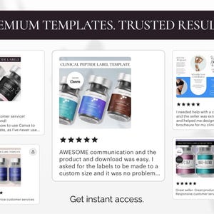Peptide Label Template | Editable Canva Label | Professional Peptide Vial Label | 2x1 Inch | 3 Color Designs image 7