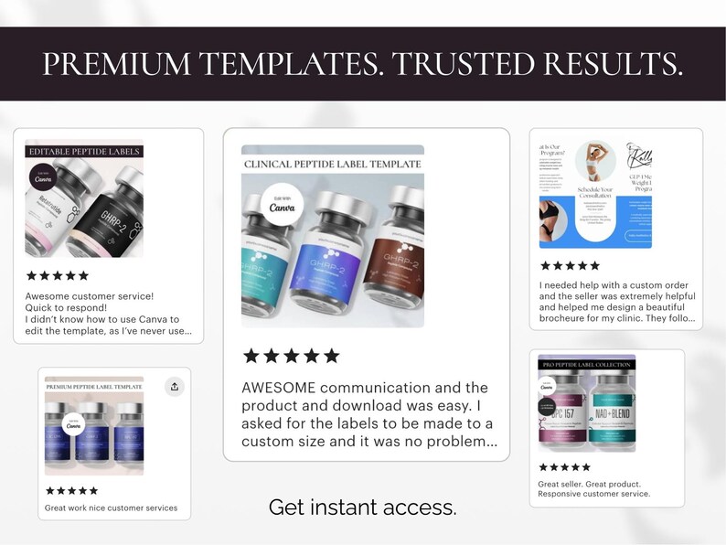 Peptide Label Template | Editable Canva Label | Professional Peptide Vial Label | 2x1 Inch | 3 Color Designs image 7