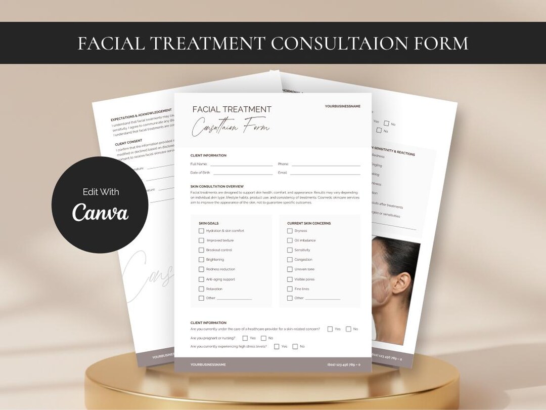 Esthetician Client Intake Form | Facial Consultation Template ...