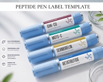 Peptide Pen Label Template Canva Editable | Research Compound Sizes (Digital Download)