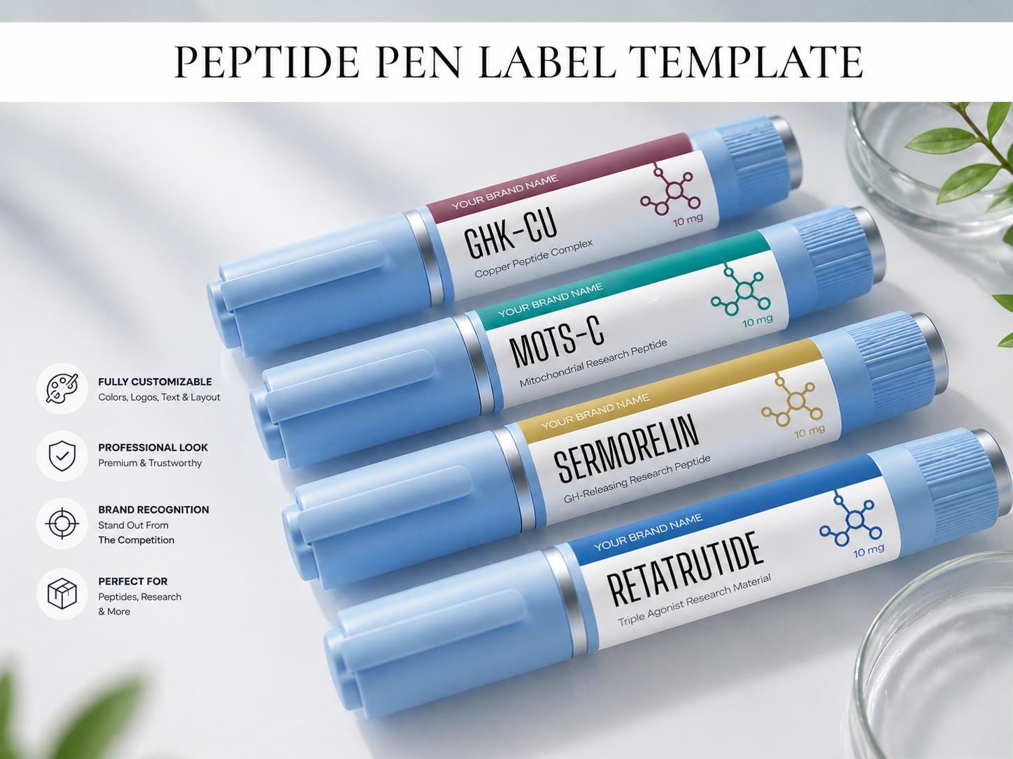 Peptide Pen Label Template Canva Editable | Research Compound Sizes ...