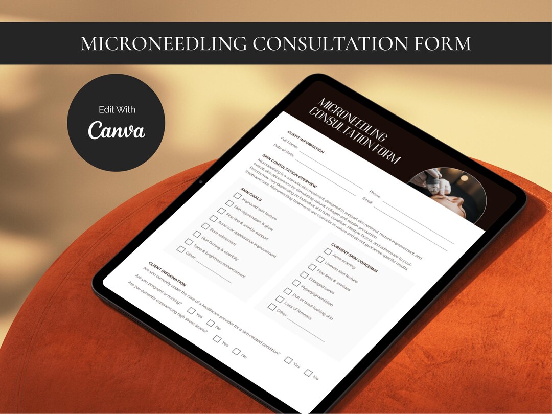 Editable Microneedling Consent Form | Esthetician Client Intake (pdf ...