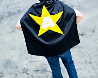 Kids Cape - Black with Yellow Star
