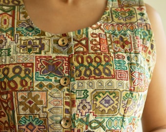 GYPSY EYES HANDMADE Boho Tunic Made with Vintage Fabric S