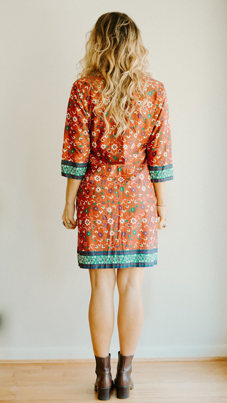 Handmade Tunic S M Maroon Blue Boho India Bohemian Hippie Gypsy Psychedelic Ethnic Folk Festival Floral Slit Mini Dress Mod Kaftan Blouse