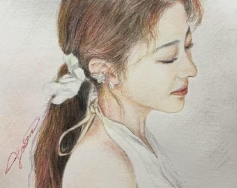 Hand Drawn Colored Pencil Portrait from Photo – Realistic Figure Art, Custom Human Portrait