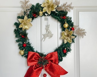 Doe-het-zelf kerstkranspakket met sneeuwvlokverlichting, complete set voor het maken van kerstdecoratie