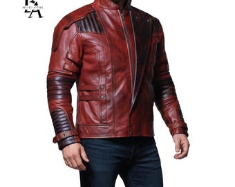 Leather jackets men's | Red Leather Jacket Cosplay Costume | Motorcycle Style